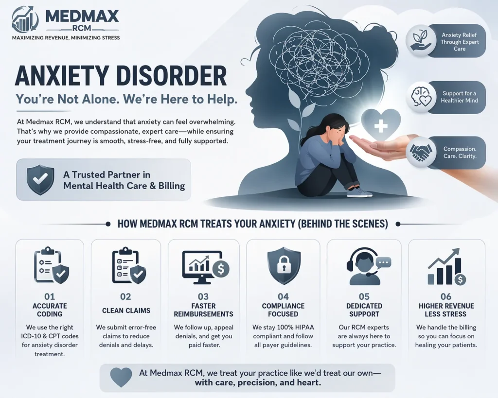 Anxiety Disorder | Medical Billing Company | Medmax Rcm | Medical Billing Company | Medmax Rcm Anxiety Disorders | Anxiety Symptoms